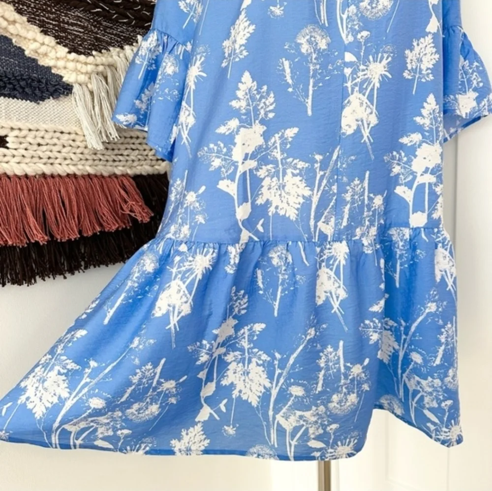 & Other Stories Floral Print Ruffled Midi Dress Tie Neck A-Line - Picture 7 of 11